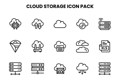 Cloud Storage Line Scalable Icons Pack Stock Illustration