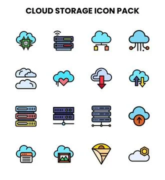 Cloud Storage Lineal Color Scalable Icons Pack Stock Illustration