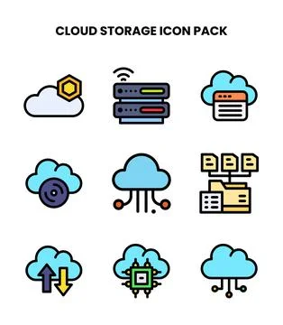 Cloud Storage Lineal Color Vector Icons Pack イラスト素材