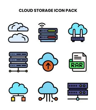 Cloud Storage Lineal Color Vector Icons Pack イラスト素材