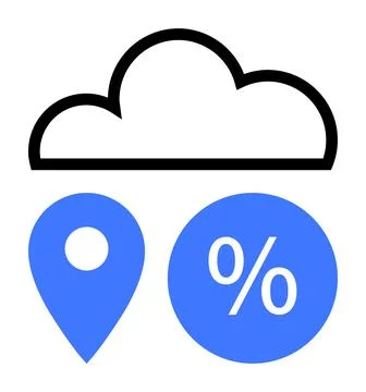 Cloud Storage with Location Pin and Percentage Symbol Representing Data Man.. Stock Illustration