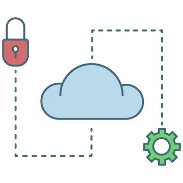 Cloud storage maintenance and security icon flat vector Stock Illustration