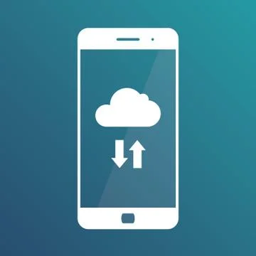 Cloud storage. Mobile cloud icon on smartphone screen for cloud services Stock Illustration