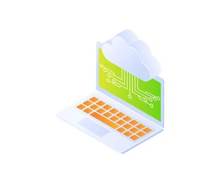 Cloud storage network on laptop screen Stock Illustration