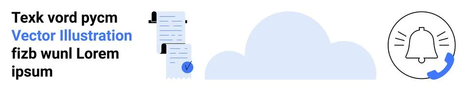 Cloud Storage Notification Concept with Documents and Bell Icon 스톡 일러스트