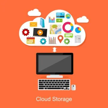 Cloud storage or cloud computing concept illustration. Stock Illustration