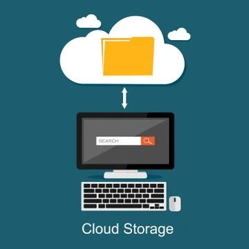 Cloud storage or cloud computing concept illustration. Stock Illustration