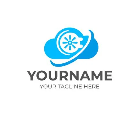 Cloud storage or server, digital technology, logo design Stock Illustration