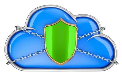 Cloud storage with Padlock. Security and data protection concept, 3D rende... Stock Photos