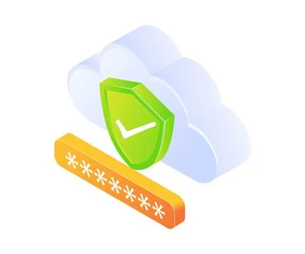 Cloud storage with password security Stock Illustration