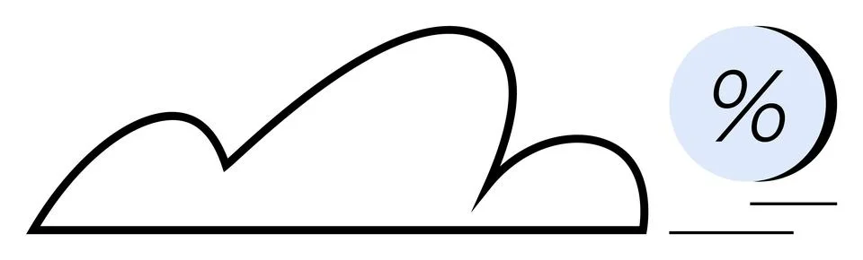Cloud storage with percentage symbol for data savings and optimization イラスト素材