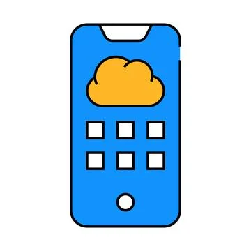 Cloud storage phone files icon color illustration Stock Illustration