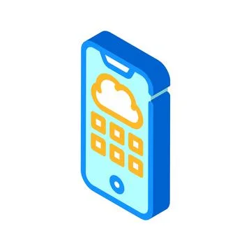 Cloud storage phone files isometric icon vector illustration Stock Illustration