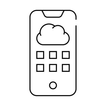 Cloud storage phone files line icon vector illustration Stock Illustration