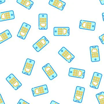 Cloud storage phone files vector seamless pattern Stock Illustration