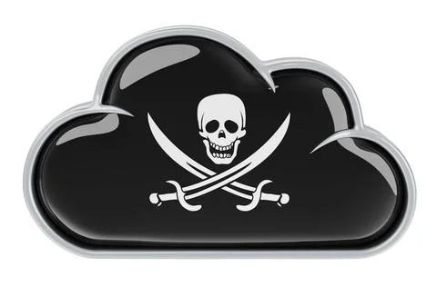 Cloud storage with piracy flag, 3D rendering Cloud storage with piracy fla... Foto stock