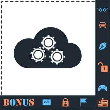 Cloud storage preferences icon flat Stock Illustration