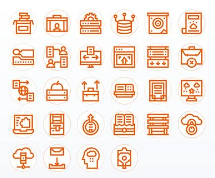 Cloud Storage Professional Vector Set with 28 Bold Line Pixel Aligned 128x1.. Stock Illustration