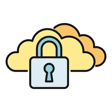Cloud storage protection with a locked padlock icon Stock Illustration