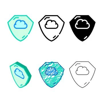 Cloud storage protection shield color icon vector multistyle Stock Illustration
