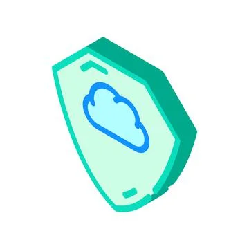 Cloud storage protection shield isometric icon vector illustration 스톡 일러스트