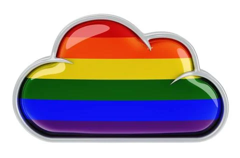 Cloud storage with rainbow LGBT flag, 3D rendering Cloud storage with rain... Foto stock