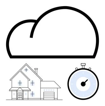 Cloud Storage for Real Estate with Time Management Concept Illustrazione stock