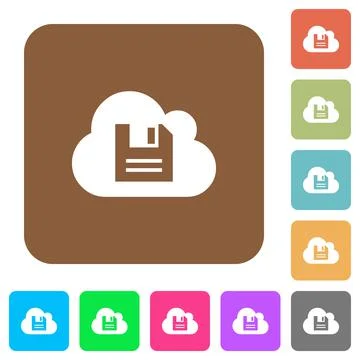 Cloud storage rounded square flat icons Illustrazione stock