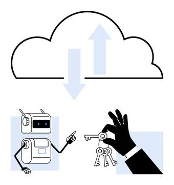 Cloud Storage Security with AI and Data Accessibility through Key Management 스톡 일러스트