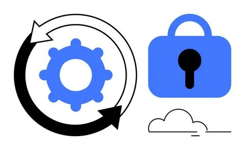 Cloud Storage Security and Data Encryption Stock Illustration
