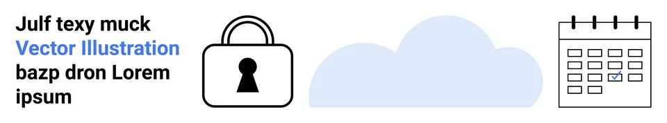 Cloud storage security and scheduling layout with cloud, padlock, and calen.. 库存插图