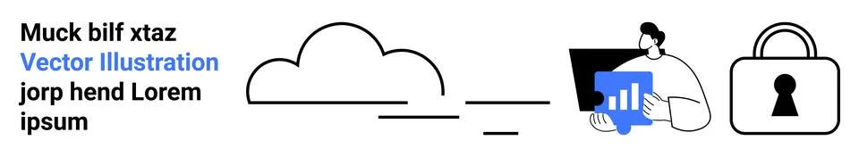 Cloud Storage Security with Business Analytics and Data Encryption Concept Stock Illustration
