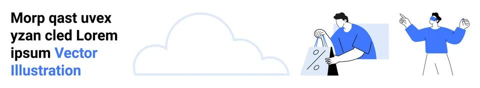 Cloud Storage Security Concept with Characters Interacting with Data イラスト素材