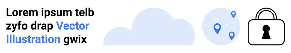 Cloud Storage Security with Location Tracking and Secure Access Lock Icon Illustrazione stock