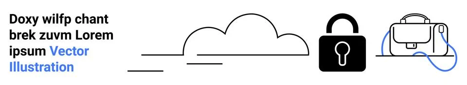 Cloud Storage Security with Lock and Bag Icons for Digital Privacy 스톡 일러스트