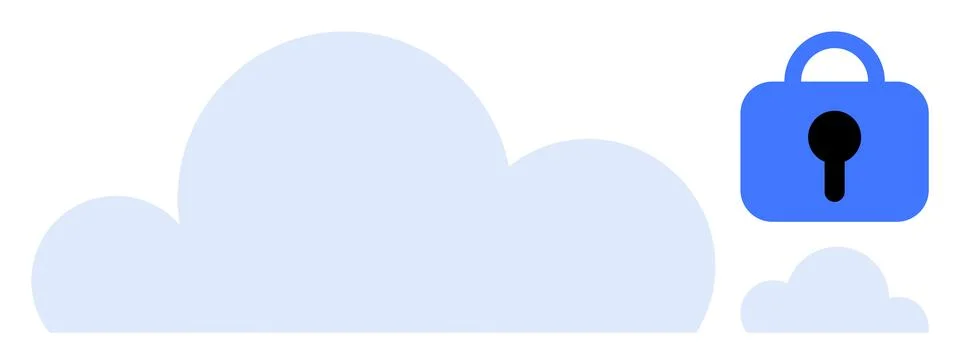 Cloud Storage with Security Lock Safe Online Data Protection Concept Illustrazione stock