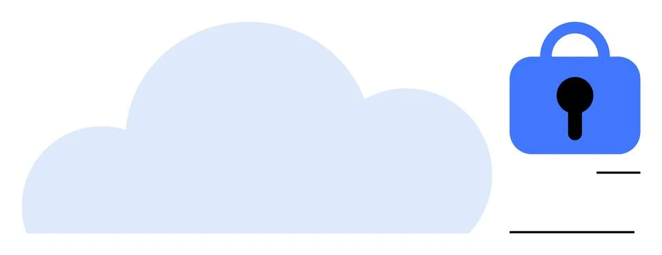 Cloud Storage Security with Padlock Symbol Stock Illustration