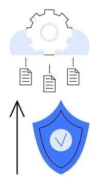 Cloud Storage Security System with Encrypted Data Transfer and Protection Shield Stock Illustration