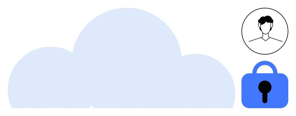 Cloud Storage Security with User Authentication and Encryption Lock Icon Illustrazione stock