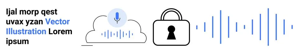 Cloud Storage Security with Voice Recognition and Data Encryption Stock Illustration