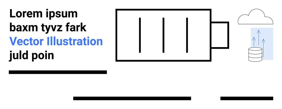 Cloud Storage with Server and Data Transfer Lines for Technology Solutions Illustrazione stock