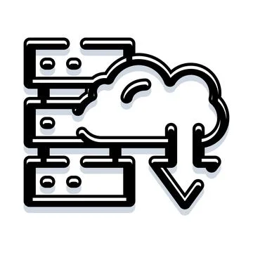 Cloud storage server downloading data icon concept イラスト素材