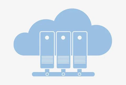 Cloud storage server flat vector icon. Online computing technology for digital Stock Illustration