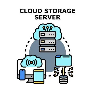 Cloud storage server infrastructure connecting digital devices Stock-Illustration