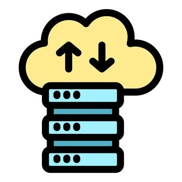 Cloud storage server managing uploading and downloading data flow Illustrazione stock