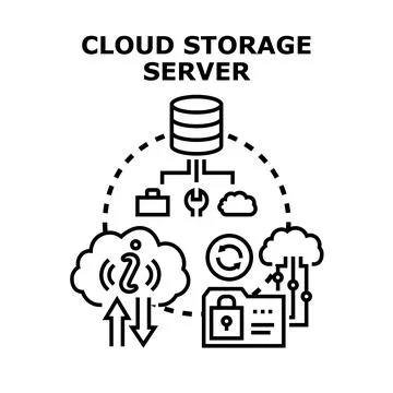 Cloud storage server networking and data handling concept 스톡 일러스트