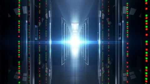 Cloud storage servers at the dark server room Stock Footage 107183903