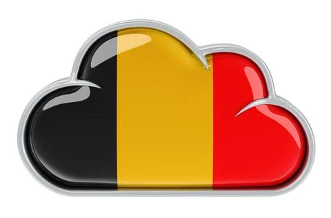 Cloud storage service in Belgium, 3D rendering 스톡 일러스트
