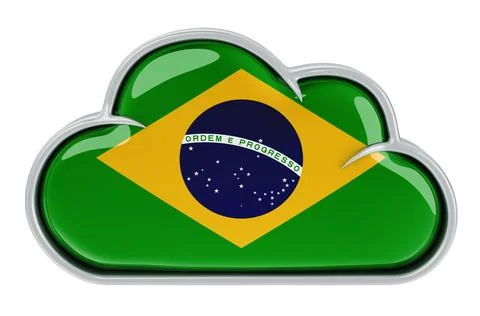 Cloud storage service in Brazil, 3D rendering Stock Illustration