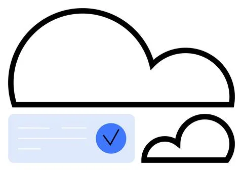 Cloud Storage Service with Checkmark Showing Secure Data Validation Stock Illustration